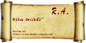 Riha Anikó névjegykártya